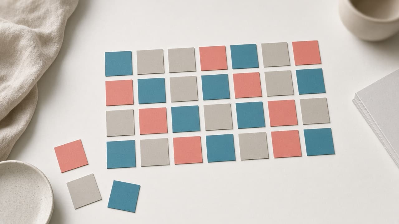 Colored squares arranged into a weekly grid
