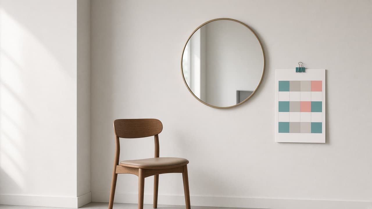 A weekly grid beside a salon mirror